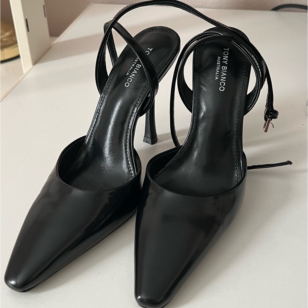 Tony Bianco Eden Black Hi Shine Heels 5.5